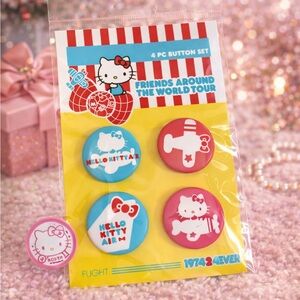 Hello Kitty Button Set - Red, Blue, Yellow